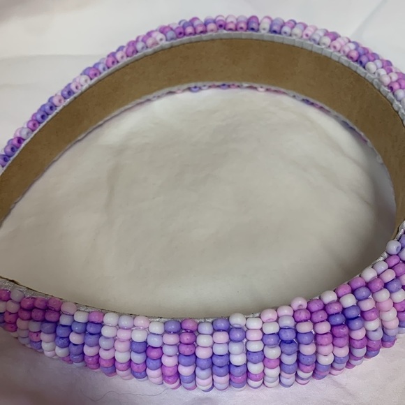 Anthropologie beaded puffy headband purple new without tags main image 4